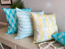 Load image into Gallery viewer, Citron Pineapple with Watercolor Waves Pillow (18 x 18)