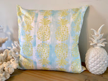 Load image into Gallery viewer, Citron Pineapple with Watercolor Waves Pillow (18 x 18)