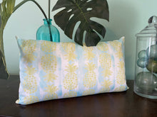 Load image into Gallery viewer, Citron Pineapple with Watercolor Waves Pillow (19 x 11)
