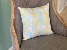 Load image into Gallery viewer, Citron Pineapple with Watercolor Waves Pillow (12 x 12)