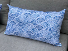 Load image into Gallery viewer, Boho Fish Scales Pillow - Light Blue (24 x 14)