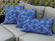 Load image into Gallery viewer, Boho Fish Scales Pillow - Dark Blue (24 x 14)