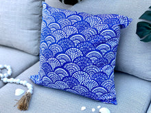 Load image into Gallery viewer, Boho Fish Scales Pillow - Dark Blue (20 x 20)
