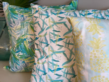 Load image into Gallery viewer, Citron Pineapple with Watercolor Waves Pillow (19 x 14)