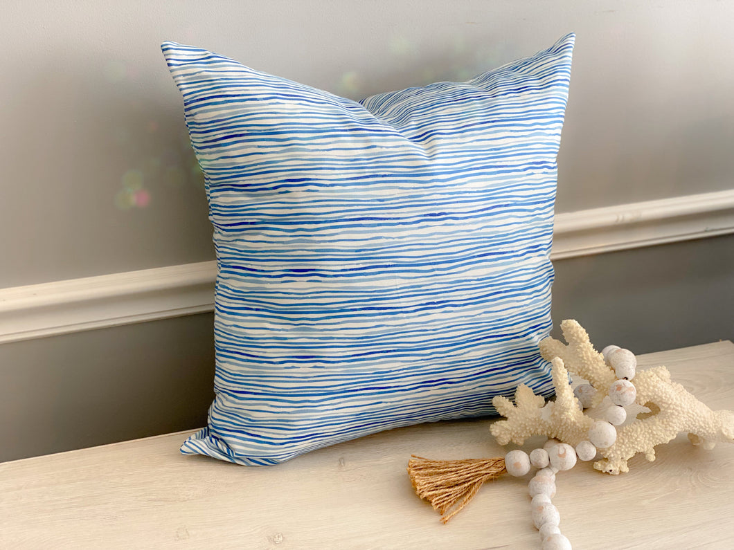 Gentle Swells Pillow - Blue (18 x 18)