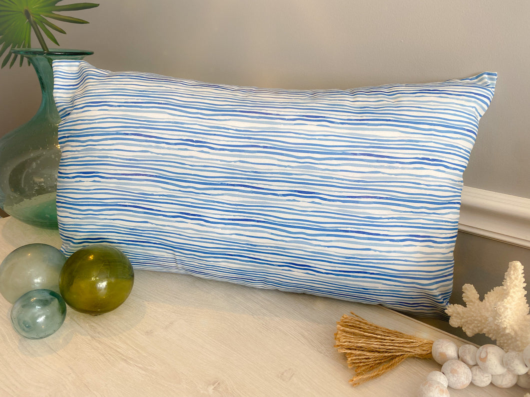 Gentle Swells Pillow - Blue (24 x 14)