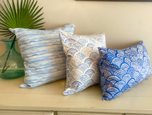 Load image into Gallery viewer, Gentle Swells Pillow - Blue (18 x 18)
