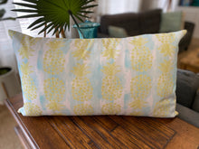 Load image into Gallery viewer, Citron Pineapple with Watercolor Waves Pillow (19 x 14)
