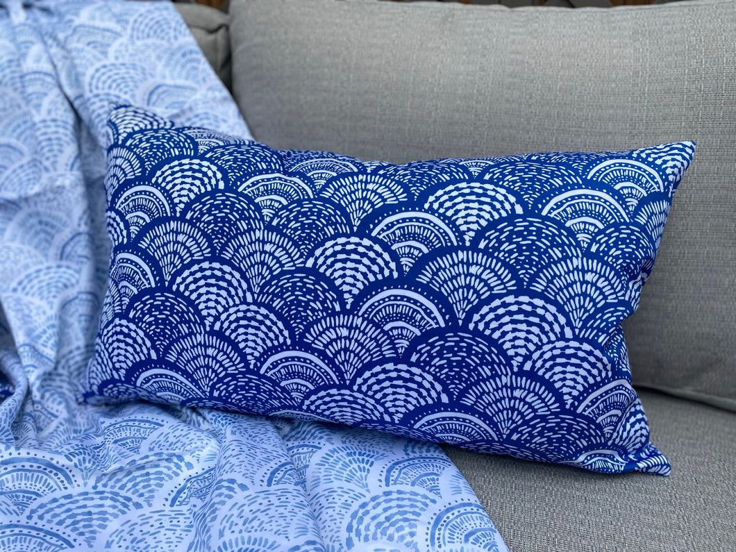 Boho Fish Scales Pillow - Dark Blue (24 x 14)