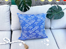 Load image into Gallery viewer, Boho Fish Scale Pillow - Dark Blue (18 x 18)
