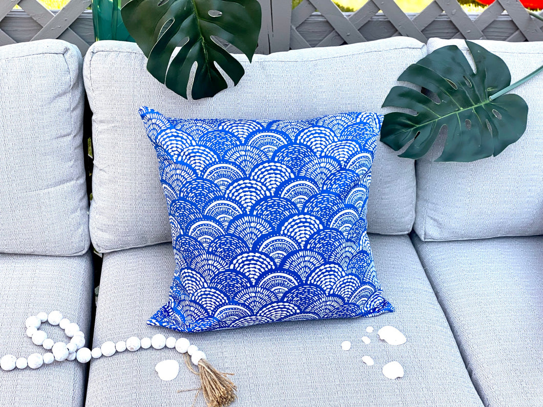 Boho Fish Scale Pillow - Dark Blue (18 x 18)