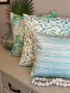 Gentle Swells Pillow - Turquoise (24 x 14)